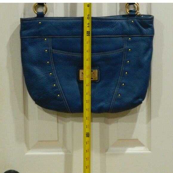 Maxx New York Signature Purse Handbag Blue Leather - Picture 9 of 10